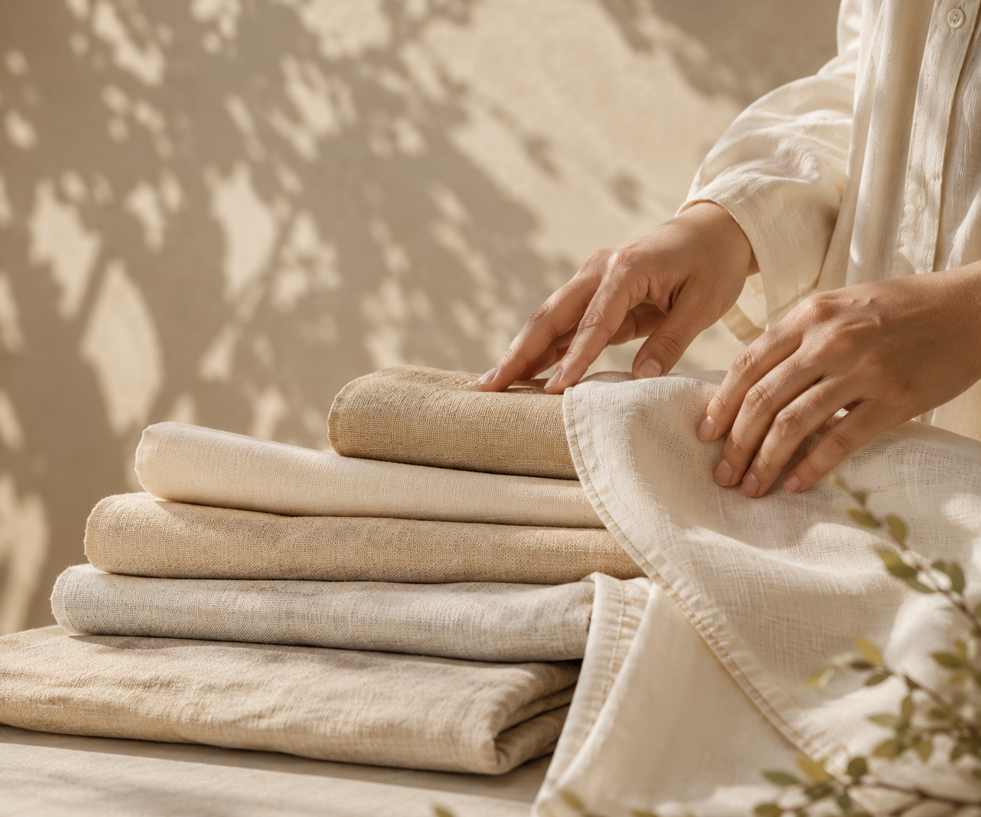 Cotton and linen fabrics selected for LUME clothing