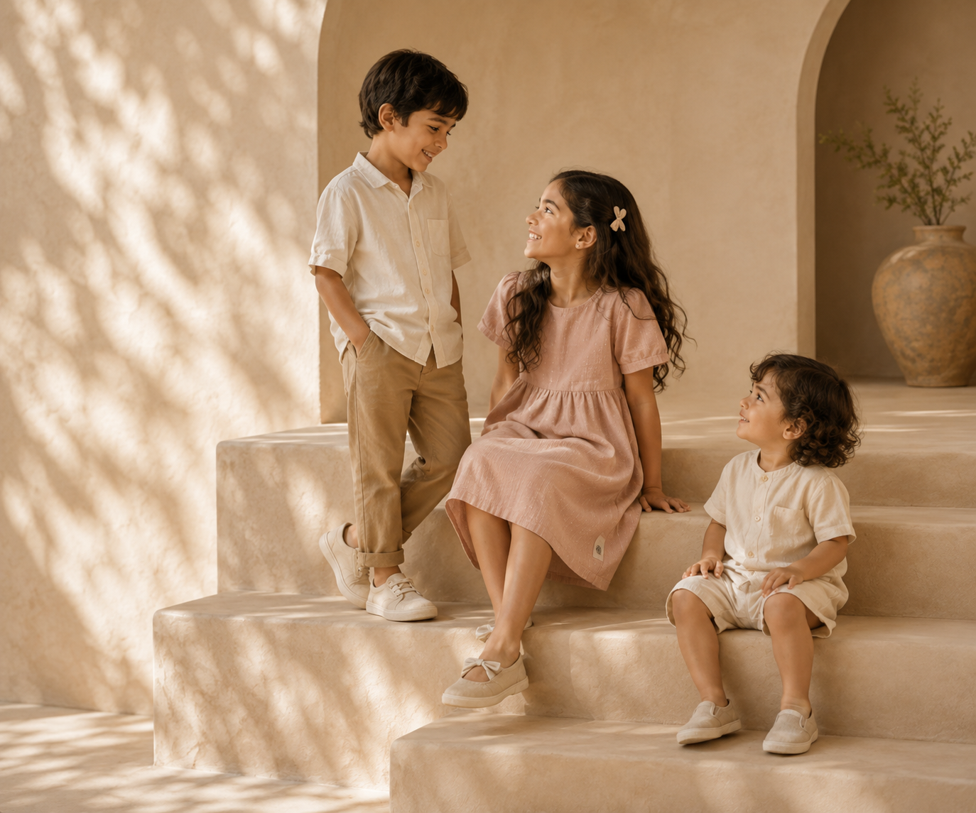 Children wearing soft LUME cotton clothing