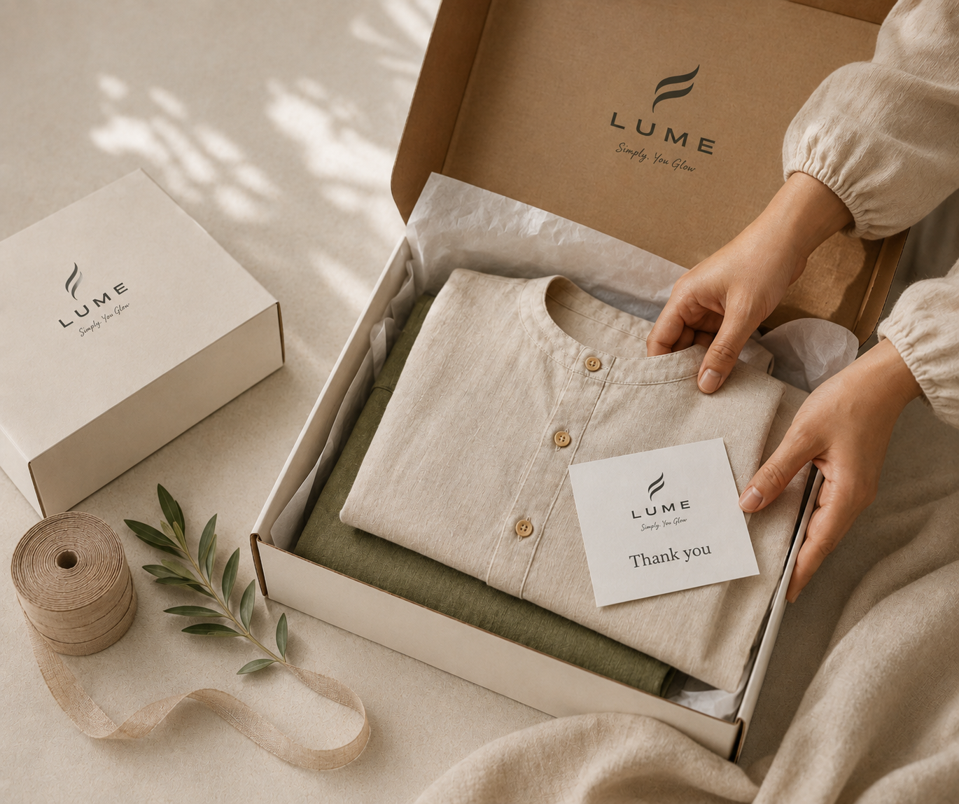LUME clothing order carefully packed for delivery